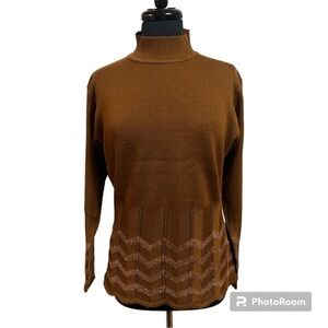 Vintage 90’s Italian Wool Sweater Women’s EUC Golden Brown with Sparkle Details